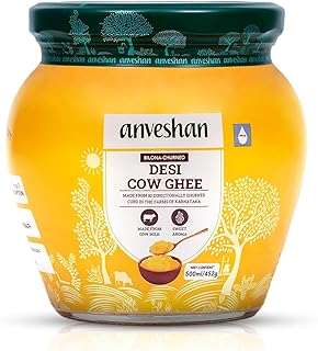 Anveshan A2 Cow Ghee 500ML | Desi Ghee in Glass Jar | Bilona Method | Grass-Fed | Curd-Churned | Cultured Ghee | Pure, Natural, Healthy | Keto-Friendly | Lab Tested