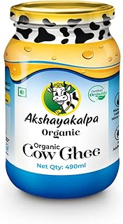 Akshayakalpa Organic Cow Ghee - Pure organic ghee, traditionally-churned, chemical-free, granular ghee, nutritious by nature (490 ml)