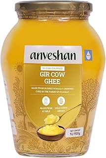 Anveshan A2 Gir Cow Ghee Bilona Method 1Liter, Traditional Bilona Method, Cultured, Immunity Booster, Pure, Natural, Healthy, Fresh, Lactose And Gluten Free