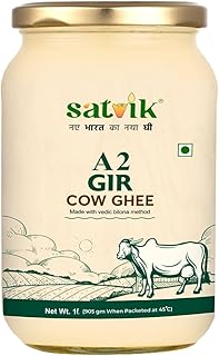 SATVIK PURE GHEE A2 Gir Cow Ghee 1 Litre Churned From Vedic Bilona Method Bilona Ghee A2 Cow Desi Ghee 1 Litre,1.49 Kilograms